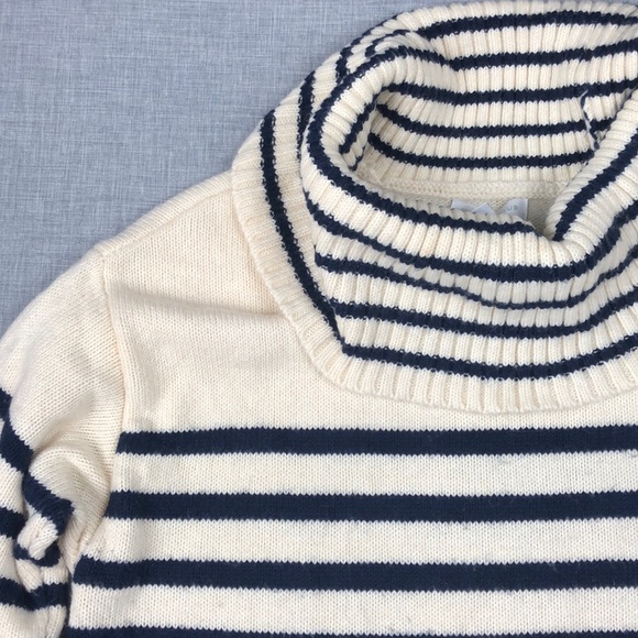 Charter Club Navy/Ivory Stripe Cowl Neck Sweater M - Picture 3 of 5